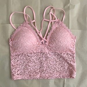 Pink bralette crop top